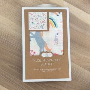 Mud Pie Muslin Swaddle Blanket with Rainbow and Unicorn Design